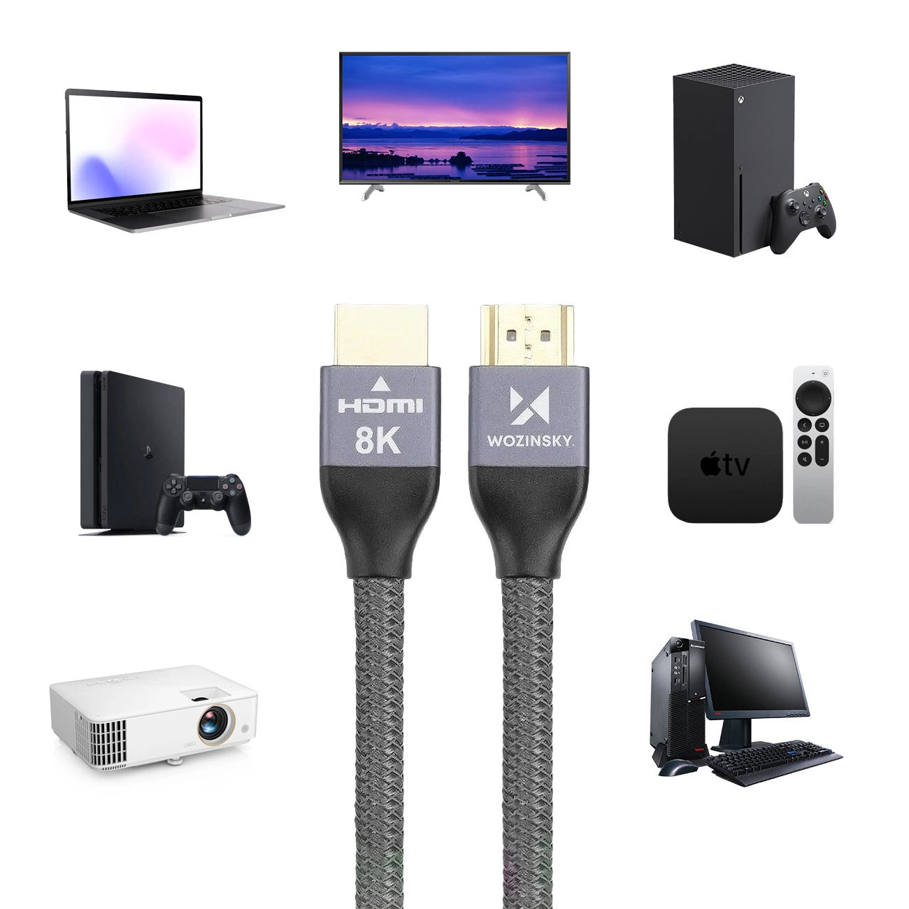 Cavo video WZK Ultraboost, HDMI - HDMI, 8K, 3 m, grigio WHDMI-30 WHDMI-30 