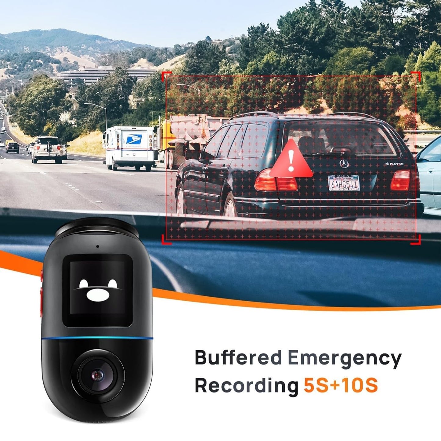 70mai Dash Cam Omni 360 X200, 1080P, 32Gb, Wi-Fi, GPS, AI, controllo vocale, display da 1,2 pollici X200-32-BK