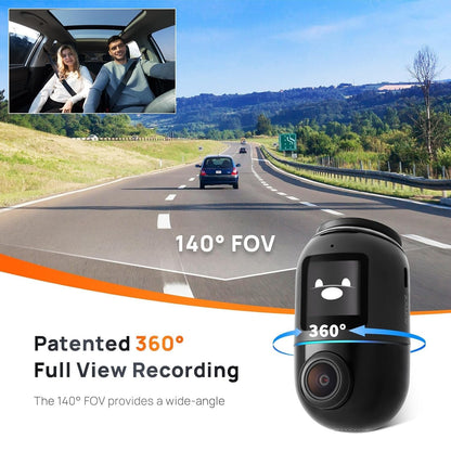 70mai Dash Cam Omni 360 X200, 1080P, 32Gb, Wi-Fi, GPS, AI, controllo vocale, display da 1,2 pollici X200-32-BK