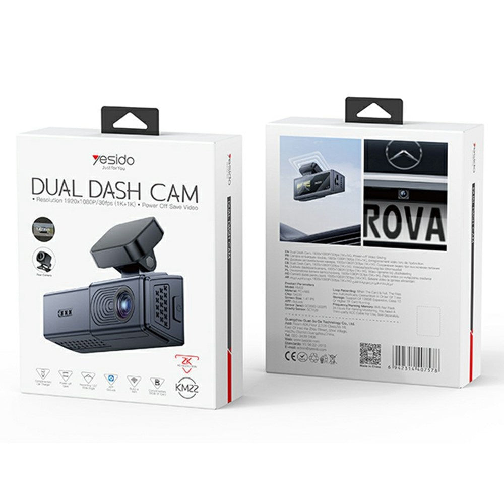 Camera Auto Yesido KM22, 1080P, Wi-Fi, Nero