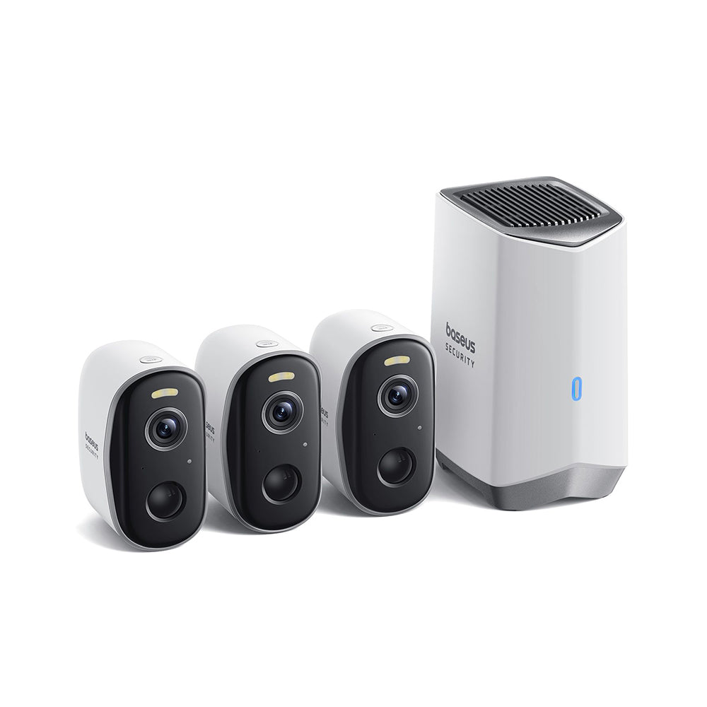 Telecamera di Sorveglianza Baseus N1, Wi-Fi, 2K, IP67, Esterno, Set 3 pezzi S0TW012131