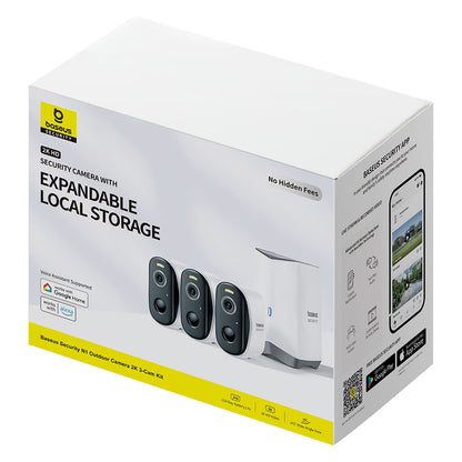 Telecamera di Sorveglianza Baseus N1, Wi-Fi, 2K, IP67, Esterno, Set 3 pezzi S0TW012131