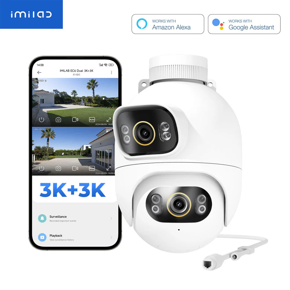 iMILAB EC6 Dual Surveillance Camera, Wi-Fi, 3K, IP66, Outdoor CMSXJ68A