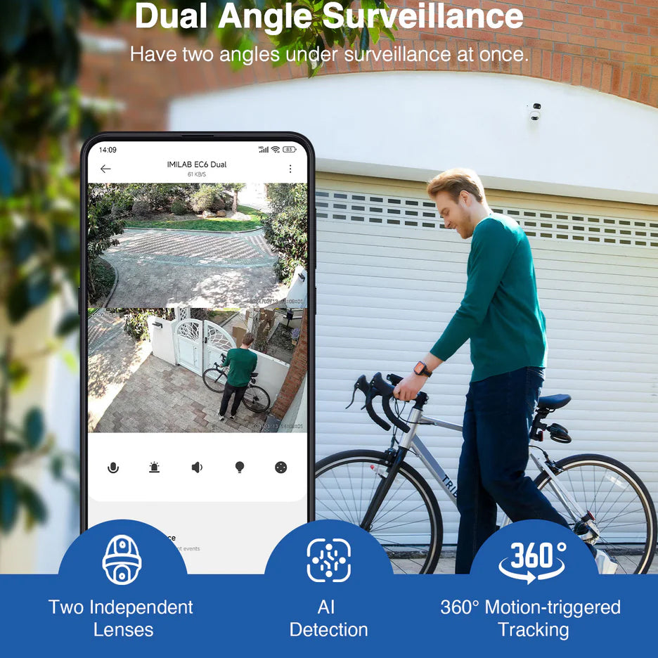 Telecamera di sorveglianza iMILAB EC6 Dual, Wi-Fi, 2K, IP66, Outdoor CMSXJ68A 
