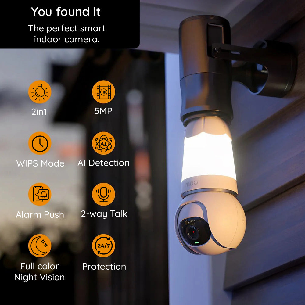 Imou Bulb Surveillance Camera, Wi-Fi, 2K, Indoor IPC-S6DP-5M0WEB-E27