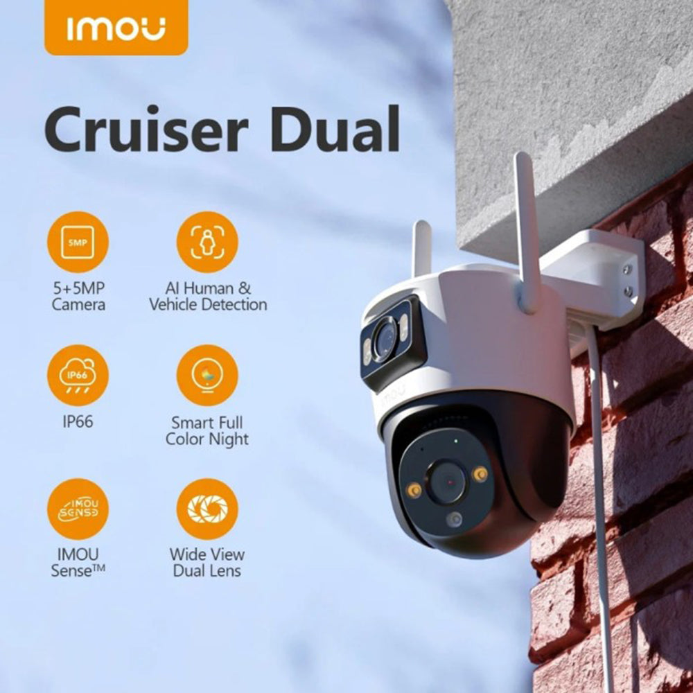 Telecamera di Sorveglianza Imou Cruiser Dual, Wi-Fi, 2.8K + 2K, IP66, Esterno, Bianca IPC-S7XP-8M0WED-0360B