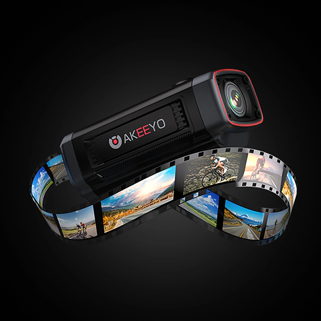 Camera Sport Akeeyo 710 Lite per Bicicletta / Motocicletta, 2K, Wi-Fi, Nera