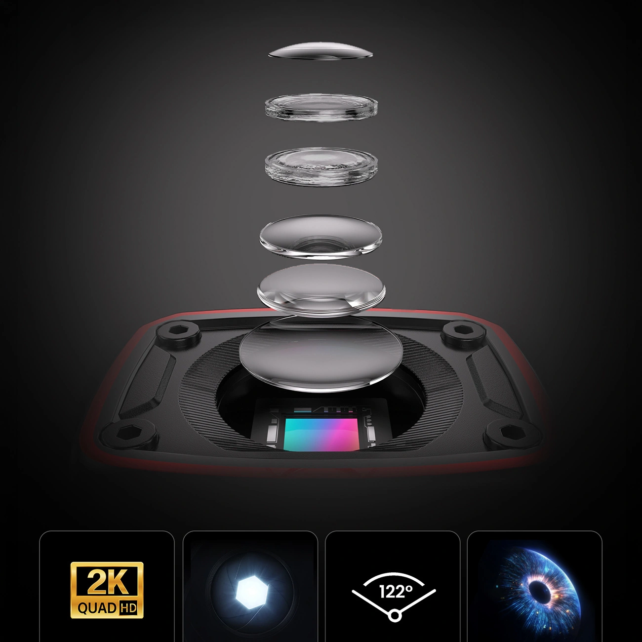 Camera Sport Akeeyo 710 Lite per Bicicletta / Motocicletta, 2K, Wi-Fi, Nera
