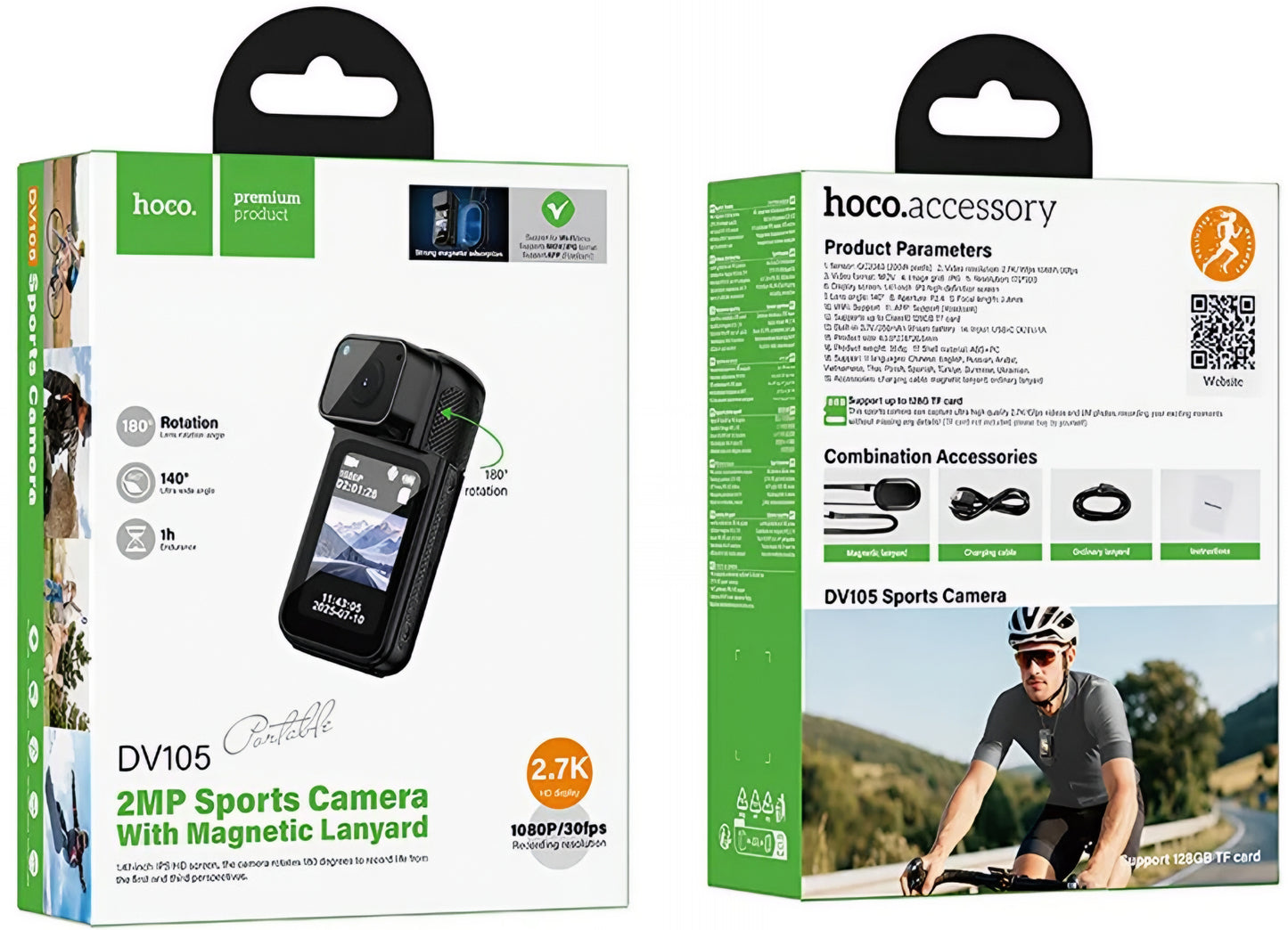 Action Camera HOCO DV105, 2.7K, Display 1.47 pollici, Nera