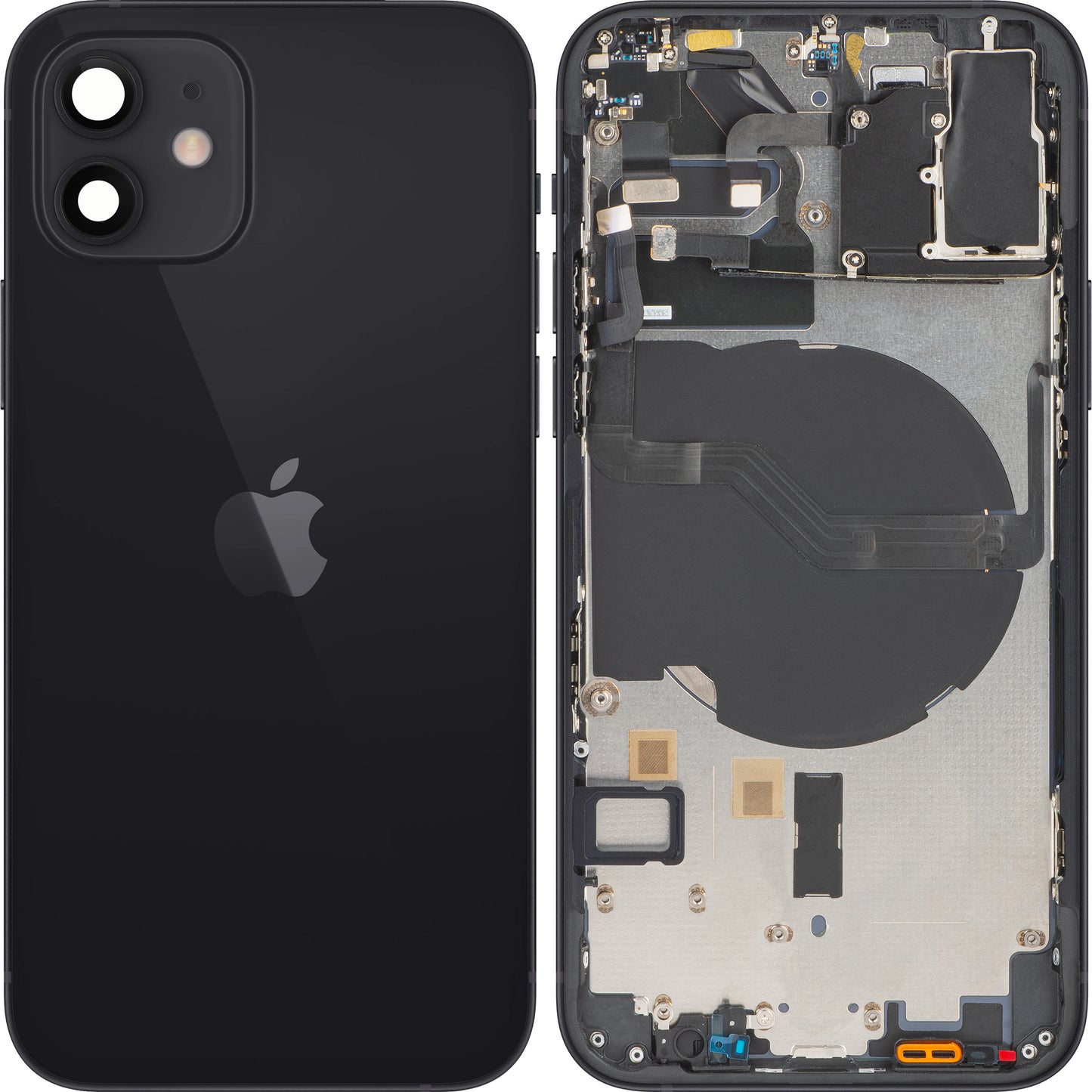 Cover della batteria di Apple iPhone 12, con mezza custodia, nera, scambiabile (grado B)