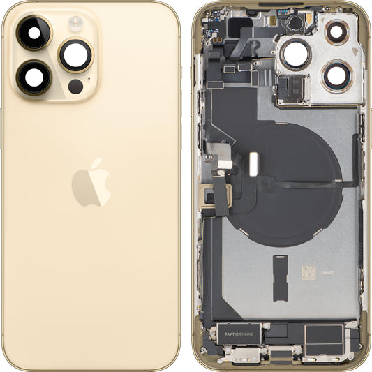 Apple iPhone 14 Pro Max Battery Cover, With Middle Frame, Full Parts, Gold, Swap