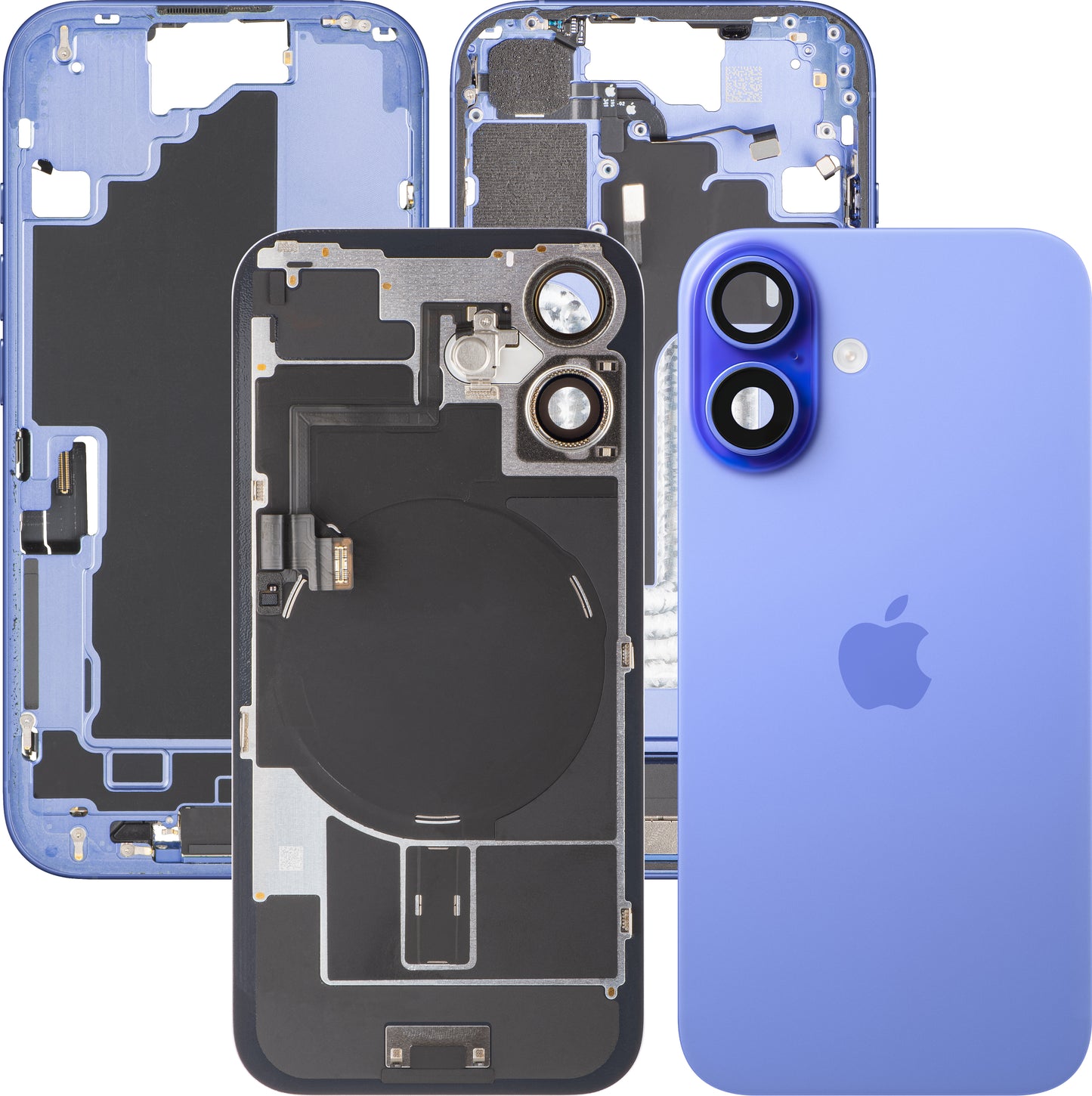 Coperchio Batteria Apple iPhone 16, Con Scocca Centrale, Full Parts, Blu (Ultramarine), Swap