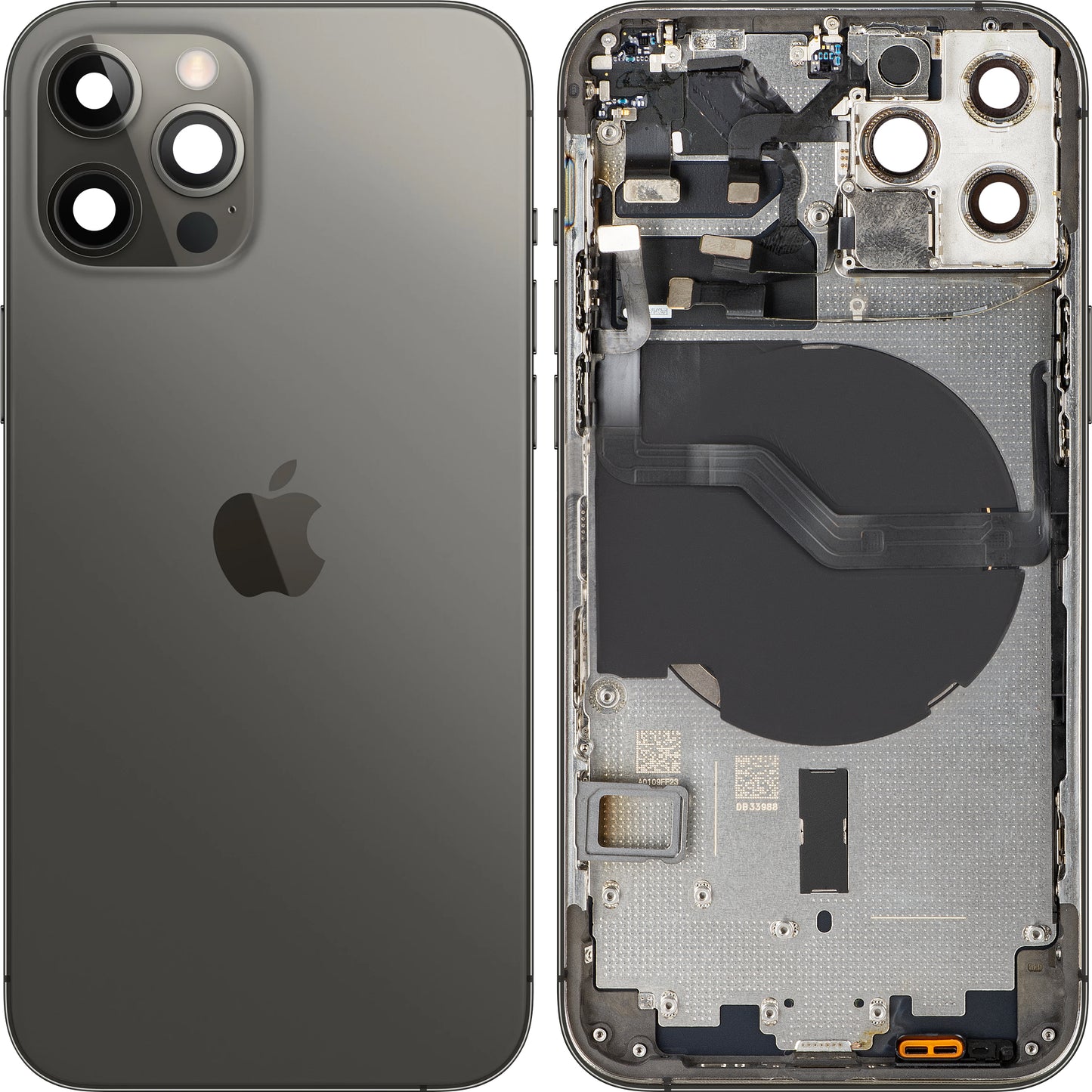 Coperchio Batteria compatibile con Apple iPhone 12 Pro, Con Scocca Centrale, Nero