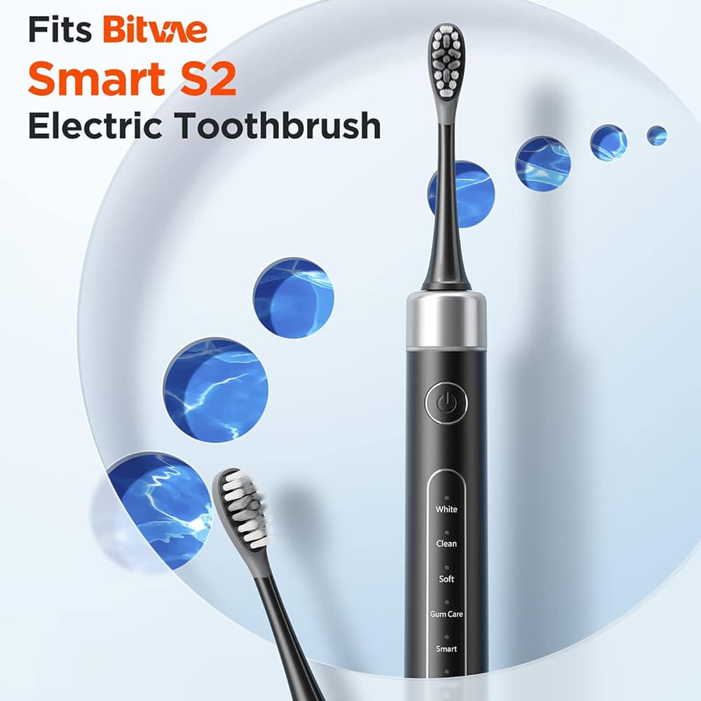 Testina di Ricambio Gum Care per Spazzolino Elettrico Bitvae S2 / S3, Set 4 pezzi, Nero