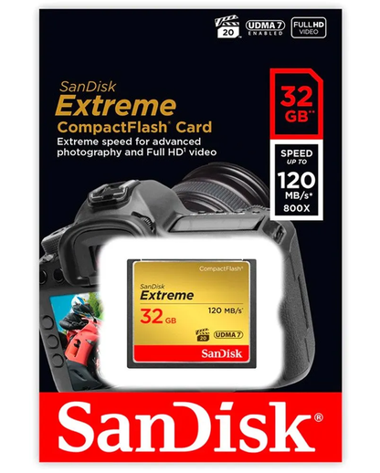 Scheda di memoria CompactFlash SanDisk Extreme, 32Gb, UDMA 7 SDCFXSB-032G-G46