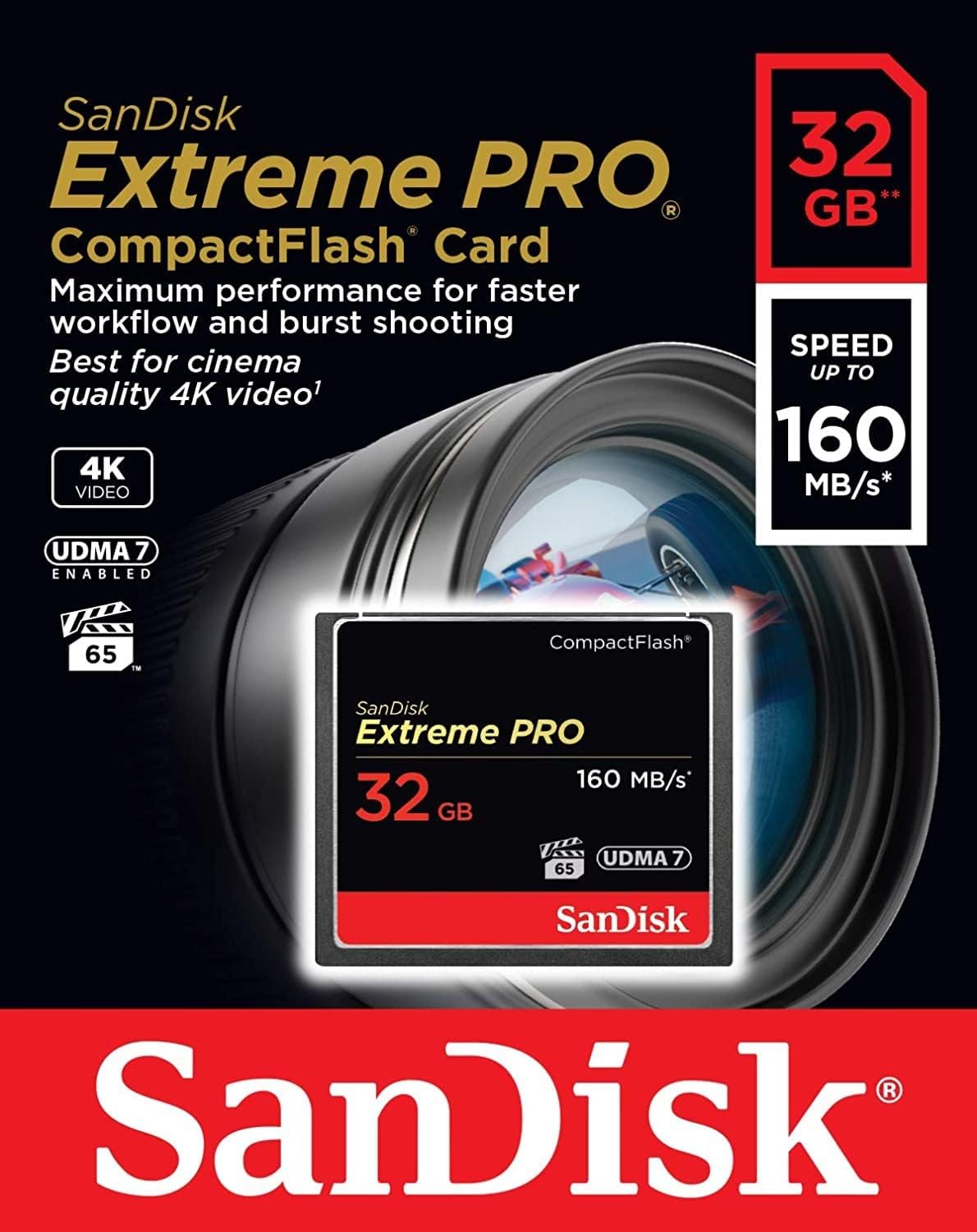 Scheda di memoria CompactFlash SanDisk Extreme Pro, 32Gb, UDMA 7 SDCFXPS-032G-X46