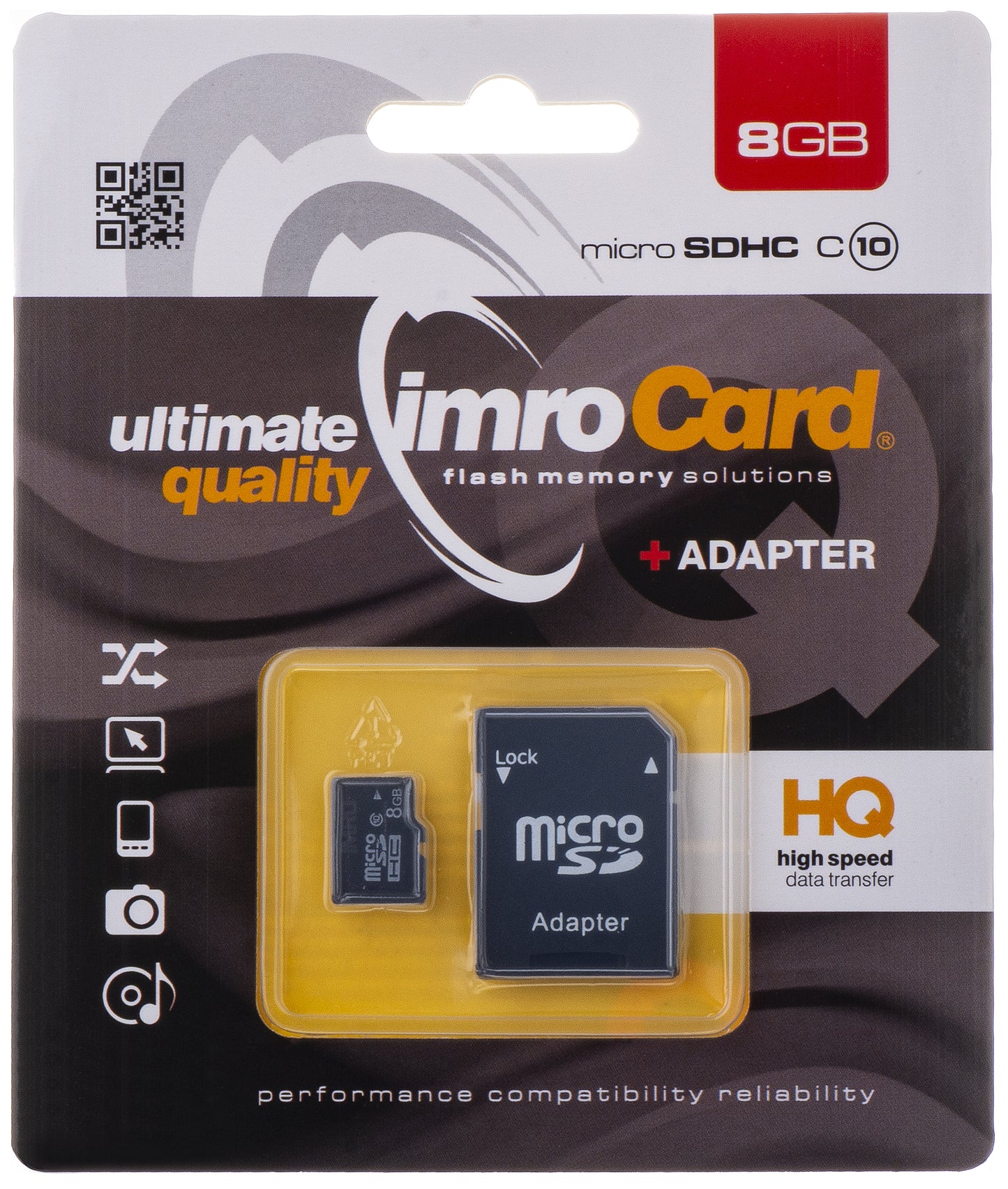 Scheda di memoria microSDHC Imro, 8Gb, Classe 10, con adattatore MicroSD10/8G