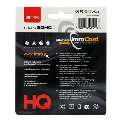 Scheda di memoria microSDHC Imro, 8Gb, Classe 4