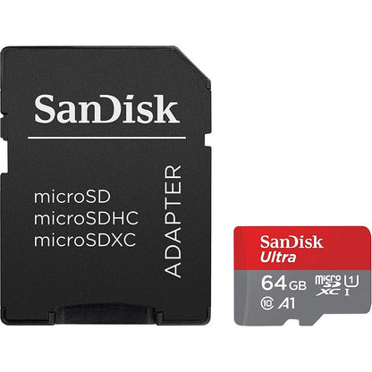 Scheda di Memoria microSDXC SanDisk Ultra Android A1, 64Gb, Classe 10 / UHS-1 U1, Con Adattatore SDSQUAB-064G-GN6MA