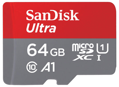 Scheda di Memoria microSDXC SanDisk Ultra Android A1, 64Gb, Classe 10 / UHS-1 U1, Con Adattatore SDSQUAB-064G-GN6MA