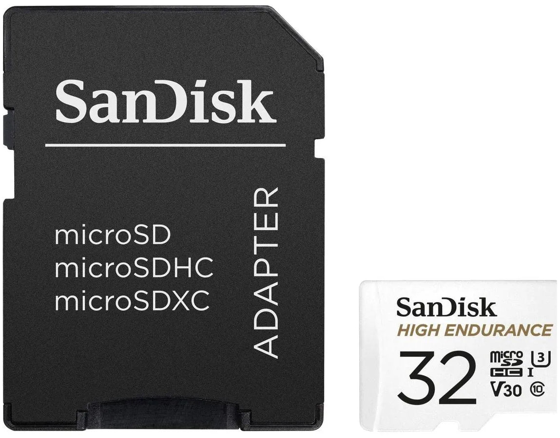 Scheda di memoria microSDHC SanDisk High Endurance, 32Gb, Classe 10 / UHS-1 U3, con adattatore SDSQQNR-032G-GN6IA