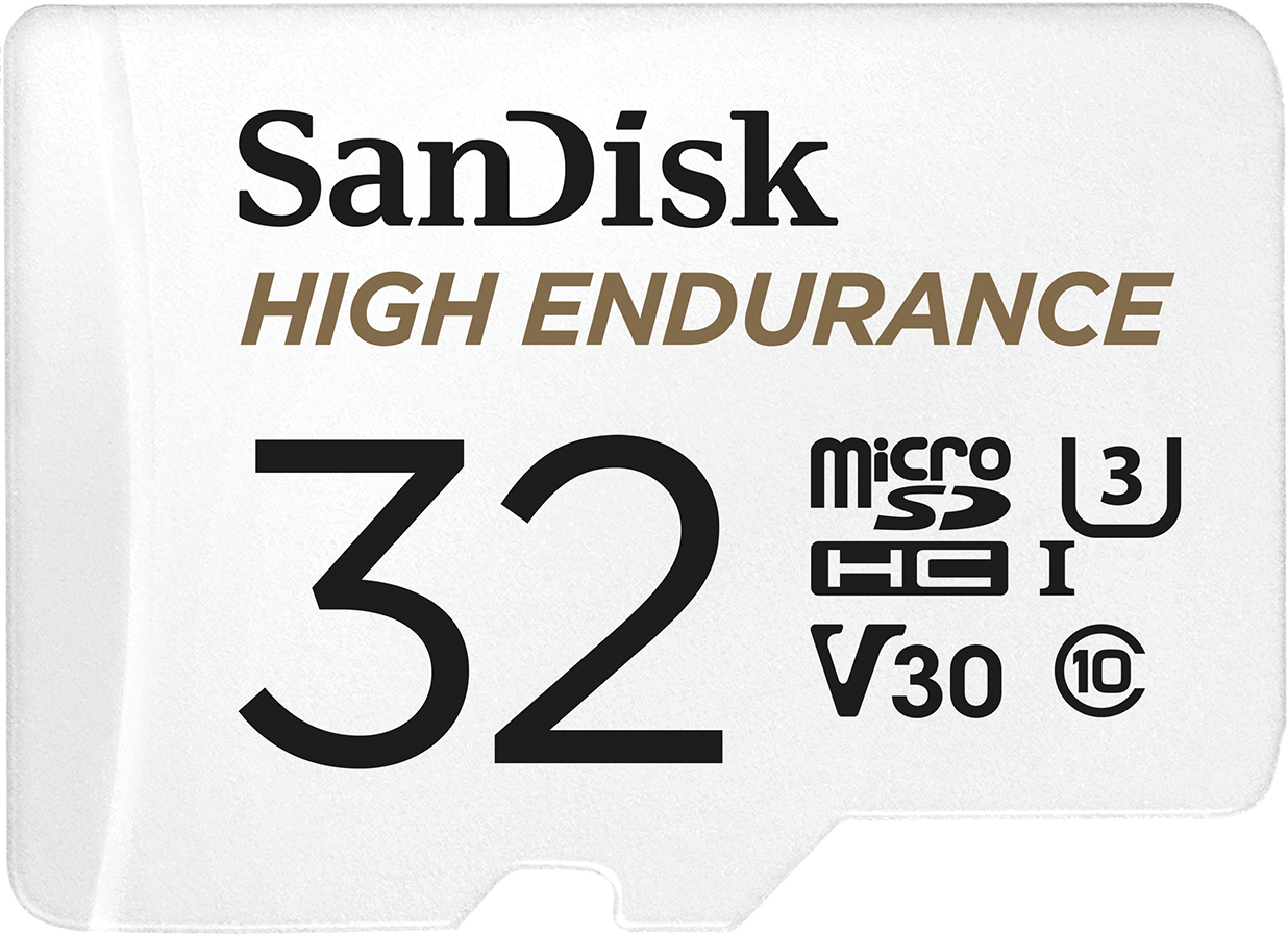 Scheda di memoria microSDHC SanDisk High Endurance, 32Gb, Classe 10 / UHS-1 U3, con adattatore SDSQQNR-032G-GN6IA