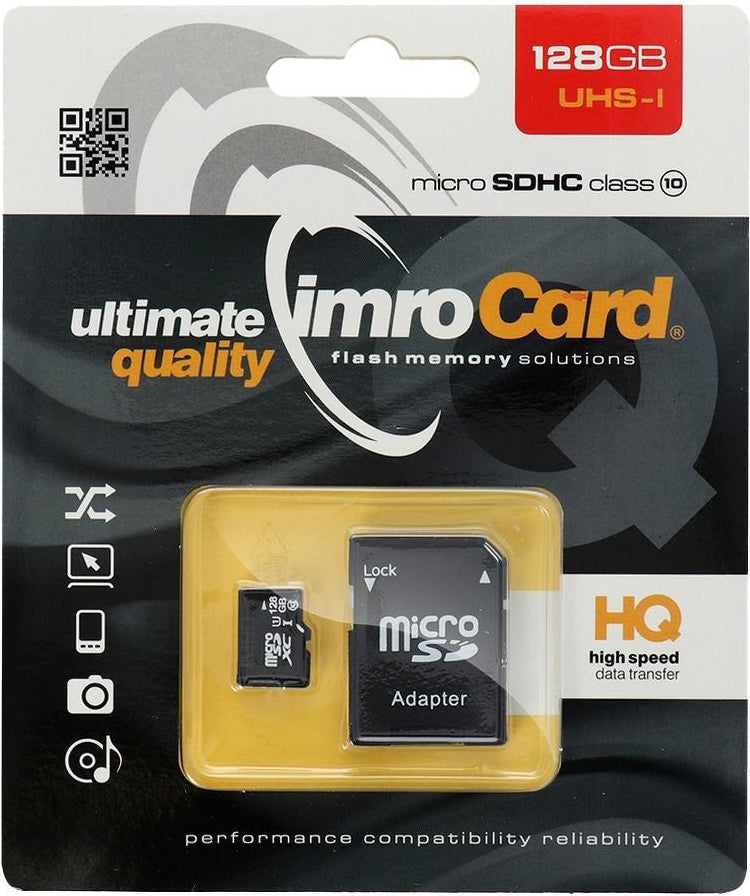 Scheda di Memoria microSDXC Imro, 128Gb, Classe 10 / UHS-1 U1, Con Adattatore