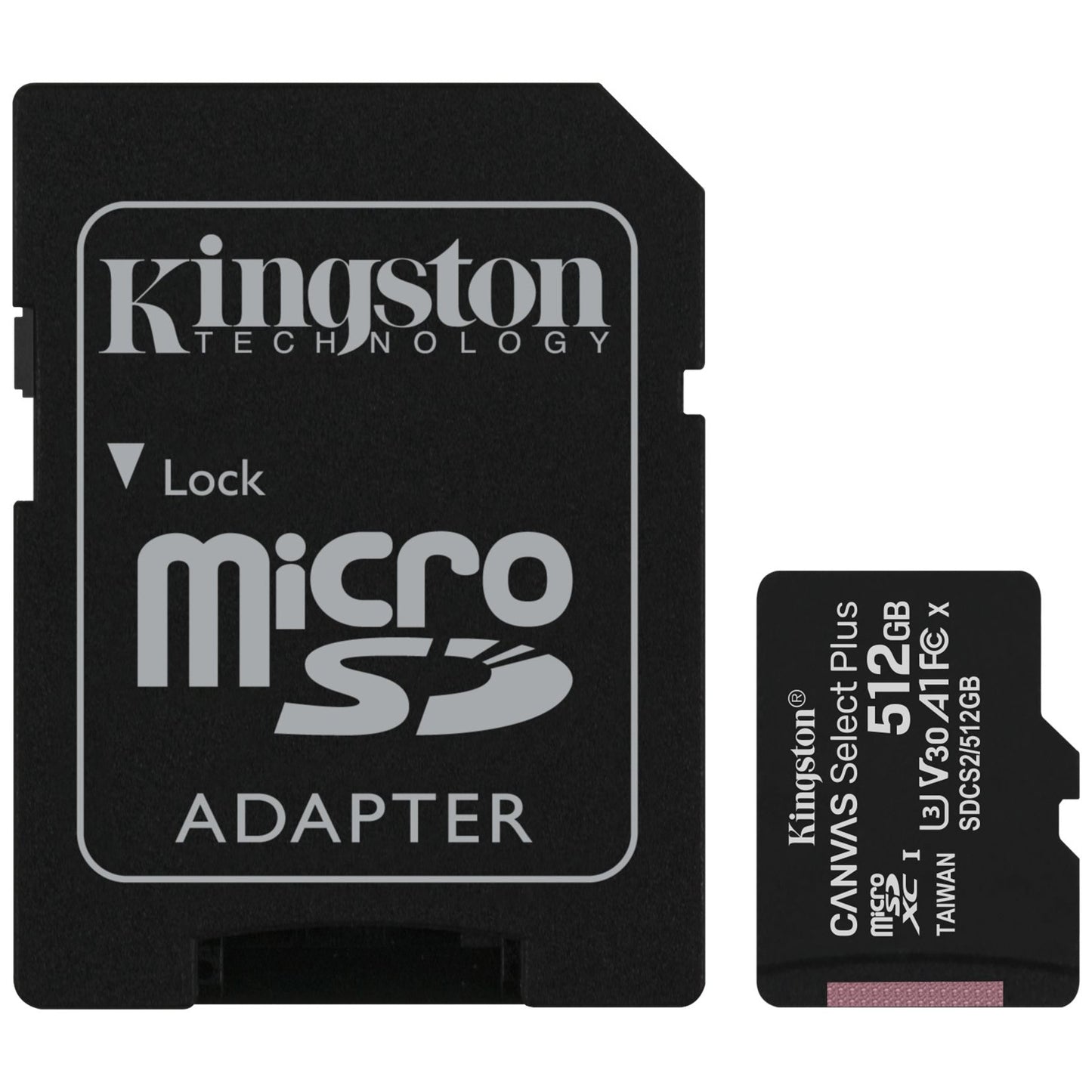 Scheda di memoria microSDXC Kingston Canvas Select Plus, 512 Gb, Classe 10 / UHS-1 U3, con adattatore SDCS2/512GB