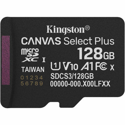 Scheda di Memoria microSDXC Kingston Canvas Select Plus Android A1, 128Gb, Classe 10 / UHS-1 U1 SDCS3/128GBSP