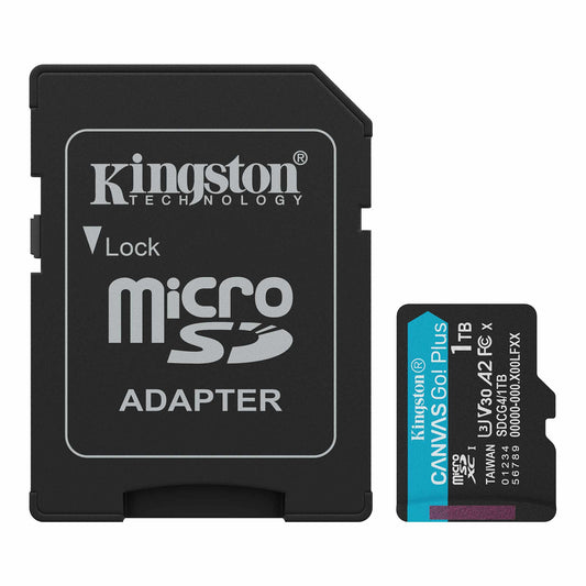 Scheda di Memoria microSDXC Kingston Canvas Go Plus Android A2, 1TB, Classe 10 / UHS-1 U3, Con Adattatore ‎SDCG4/1TB