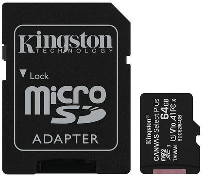 Kingston Canvas Select Plus Android A1, 64Gb, Classe 10 / UHS-1 U1, scheda di memoria microSDXC Kingston Canvas Select Plus Android A1, 64Gb, Classe 10 / UHS-1 U1, con adattatore SDCS2/64GB