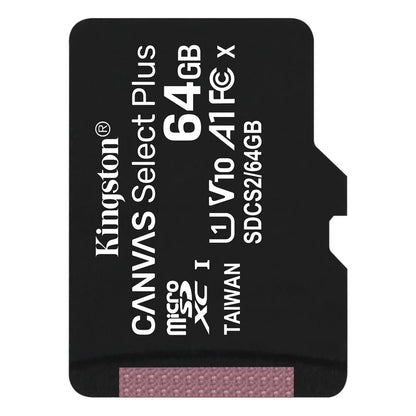 Scheda di memoria Kingston Canvas Select Plus, 64 Gb, Classe 10 / UHS-1 U1 SDCS2/64GBSP microSDXC