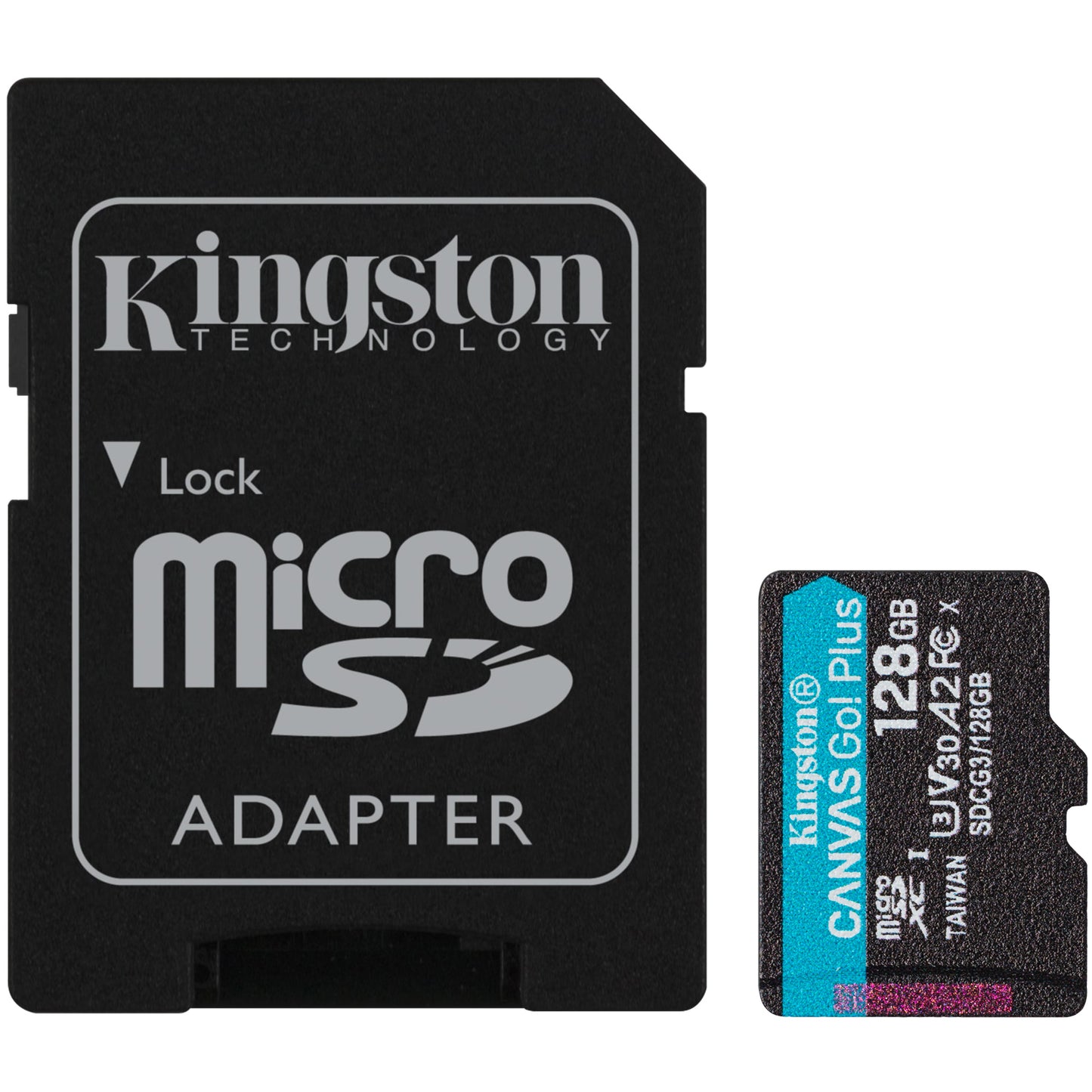 Scheda di memoria microSDXC Kingston Canvas Go Plus, 128Gb, Classe 10 / UHS-1 U3, con adattatore SDCG3/128GB 