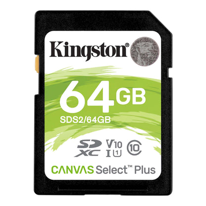 Scheda di memoria SDXC Kingston Canvas Select Plus 100R, 64Gb, Classe 10 / UHS-1 U1 SDS2/64GB 