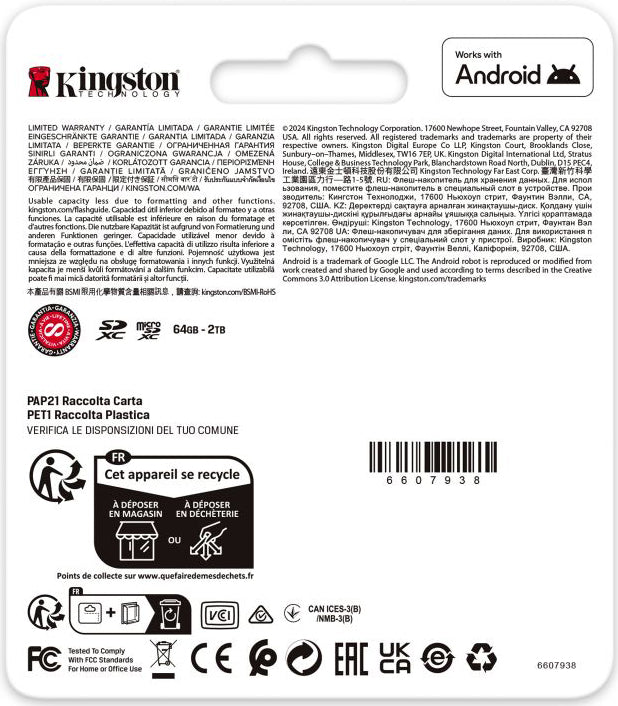 Kingston Canvas Go Plus microSDXC Memory Card Android A2, 128Gb, Class 10 / UHS-1 U3, With Adapter SDCG4/128GB