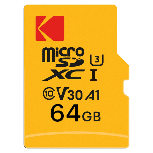 Scheda di Memoria microSDXC Kodak Ultra Performance, 64Gb, Classe 10 / UHS-1 U3, Con Adattatore EKMSDM64GXC10HPRK