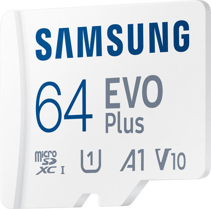 Scheda di memoria microSDXC Samsung Evo Plus, 64 Gb, Classe 10 / UHS-1 U1, con adattatore MB-MC64KA/EU MB-MC64KA/EU