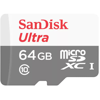 Scheda di Memoria microSDXC SanDisk Ultra, 64Gb, Classe 10, Con Adattatore SDSQUNR-064G-GN3MA