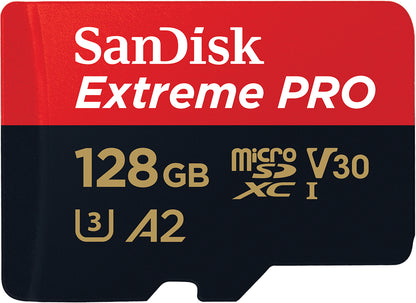 Scheda di Memoria microSDXC SanDisk Extreme Pro, 128Gb, Classe 10 / UHS-1 U3, Con Adattatore SDSQXCD-128G-GN6MA
