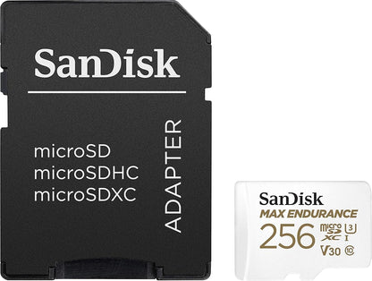 Scheda di Memoria microSDXC SanDisk MAX Endurance, 256Gb, Classe 10 / UHS-1 U3, Con Adattatore SDSQQVR-256G-GN6IA