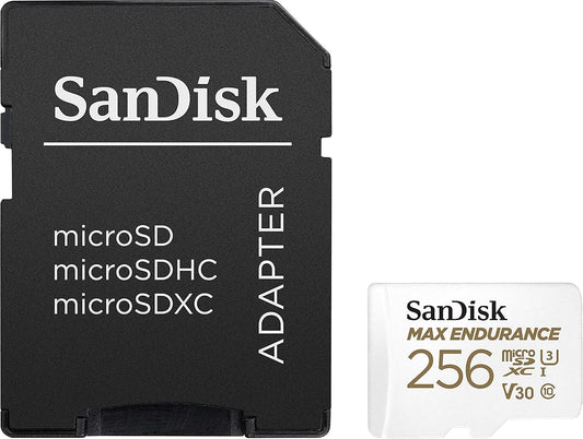 Scheda di Memoria microSDXC SanDisk MAX Endurance, 256Gb, Classe 10 / UHS-1 U3, Con Adattatore SDSQQVR-256G-GN6IA