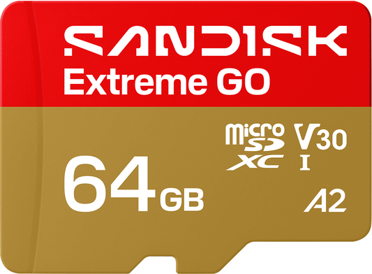 Scheda di memoria microSDXC SanDisk Extreme GO Android A2, 64Gb, Classe 10 / UHS-1 U1 SDSQXGN-064G-GN6MN