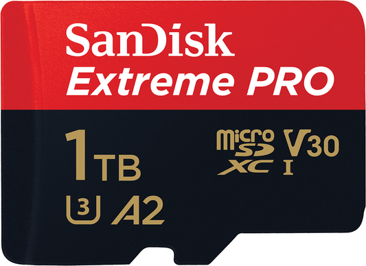 Scheda di memoria microSDXC SanDisk Extreme Pro, 1TB, Classe 10 / UHS-1 U3, con adattatore SDSQXCD-1T00-GN6MA