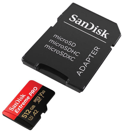 SanDisk Extreme Pro microSDXC Memory Card, 512Gb, Class 10 / UHS-1 U3, With Adapter SDSQXCD-512G-GN6MA