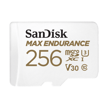 Scheda di Memoria microSDXC SanDisk MAX Endurance, 256Gb, Classe 10 / UHS-1 U3, Con Adattatore SDSQQVR-256G-GN6IA