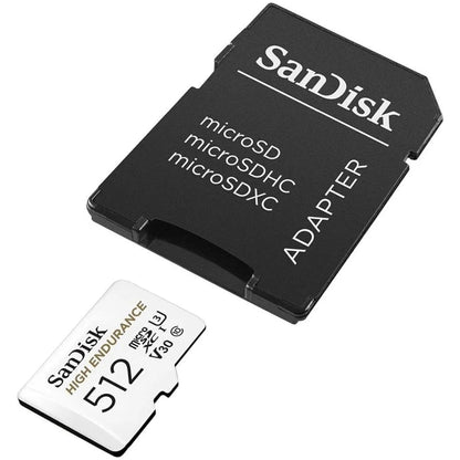 Scheda di Memoria microSDXC SanDisk High Endurance, 512Gb, Classe 10 / UHS-1 U3, Con Adattatore SDSQQNR-512G-GN6IA