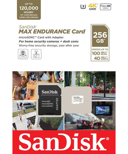 Scheda di Memoria microSDXC SanDisk MAX Endurance, 256Gb, Classe 10 / UHS-1 U3, Con Adattatore SDSQQVR-256G-GN6IA