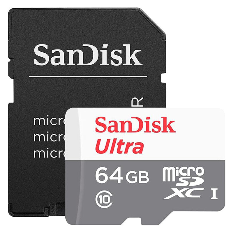 Scheda di Memoria microSDXC SanDisk Ultra, 64Gb, Classe 10, Con Adattatore SDSQUNR-064G-GN3MA