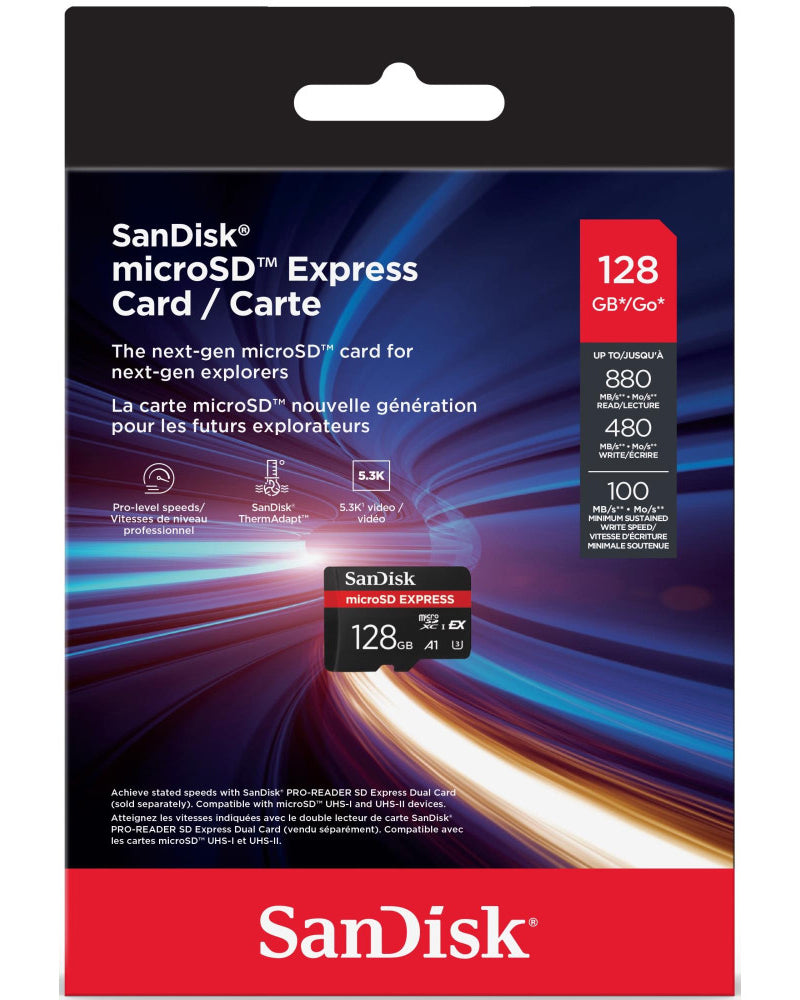 SanDisk Express microSDXC Memory Card, 128Gb, Class 10 / UHS-1 U3 SDSQXFN-128G-GN4NN