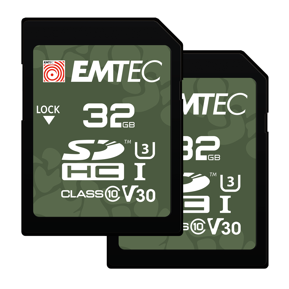 Scheda di Memoria SDHC Emtec Rugged Outdoor, 32Gb, Classe 10 / UHS-1 U3, Set 2 pezzi ECMSD32GHC10ORP2